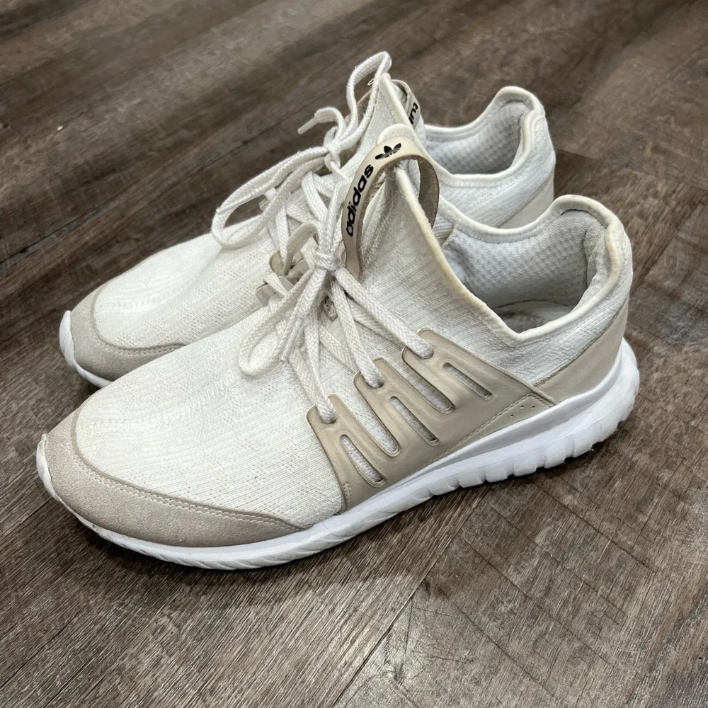 Adidas White and Tan Sneakers adidas Tubular Radial men’s size 9 GOAT